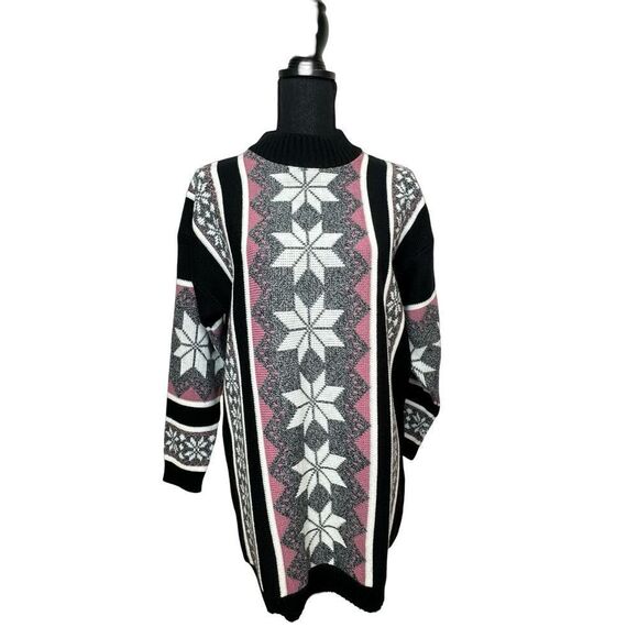 NAN DORSEY Vintage Snowflake Star Design Long Sweater Size Large - Picture 1 of 13